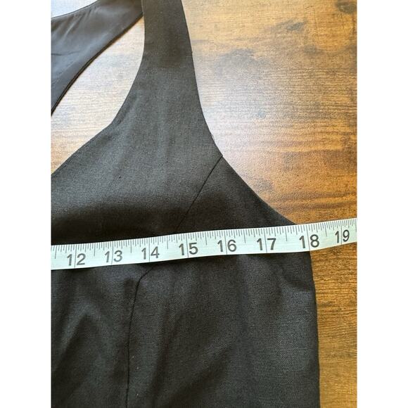 Lennie New York Dress Linen Blend Black Lined Size 12 V-neck Back Bow Cocktail - Picture 9 of 12